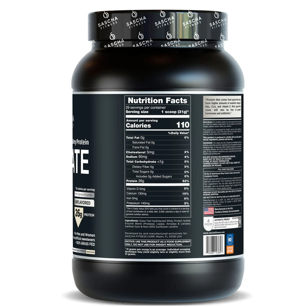 HYDROLYZED Whey Protein ISOLATE UNFLAVORED